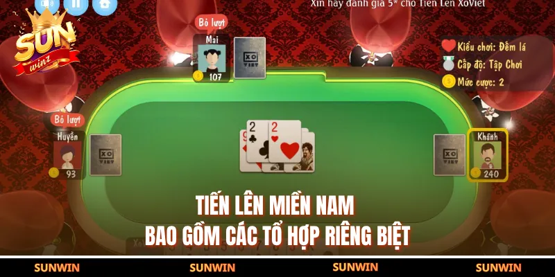 Tiến Lên Miền Nam bao gồm các tổ hợp riêng biệt